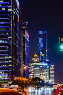 上海陆家嘴地标建筑城市夜景