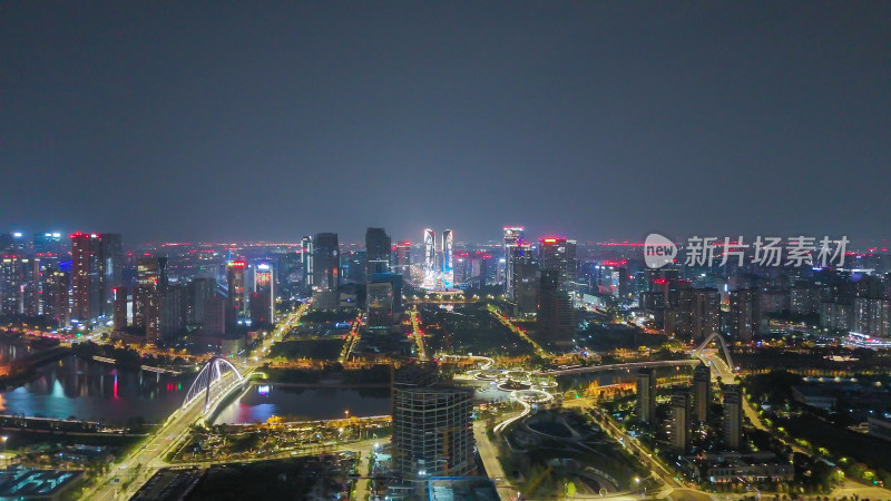 航拍四川成都天府新城成都金融城夜景摄影图