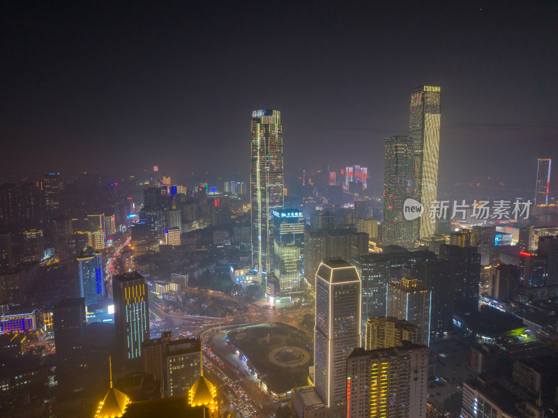 湖南长沙国金中心长沙芙蓉广场夜景