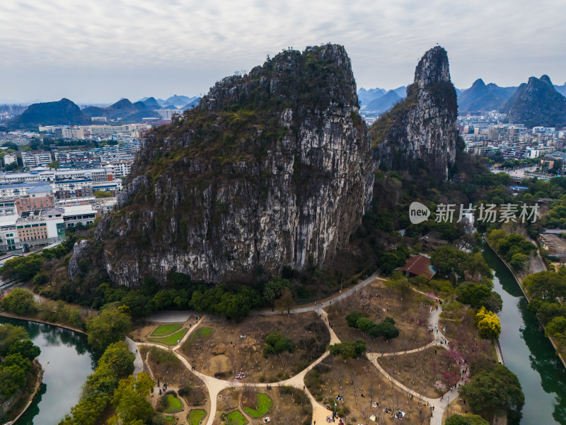 广西桂林春季南溪山公园航拍