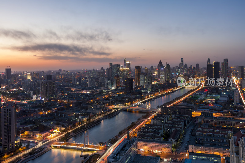 天津城市风光地标建筑城市夜景