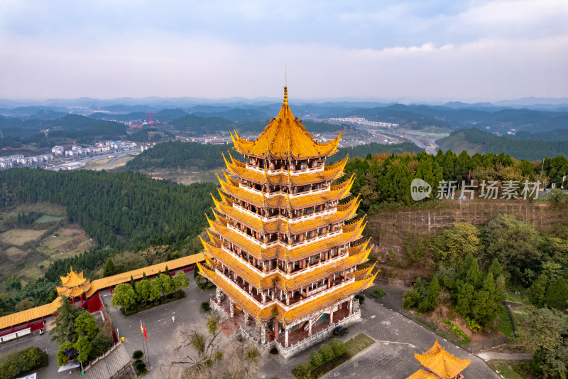 四川遂宁观音故里灵泉寺航拍图