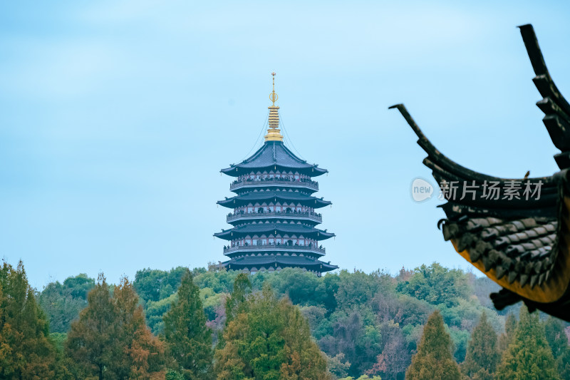 浙江杭州西湖风景名胜区雷峰塔秋景