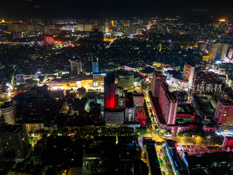 玉林城市夜景万家灯火航拍图