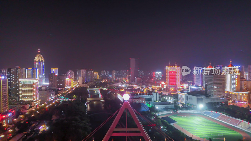 青海西宁夜景西宁中心广场西宁昆仑桥夜景