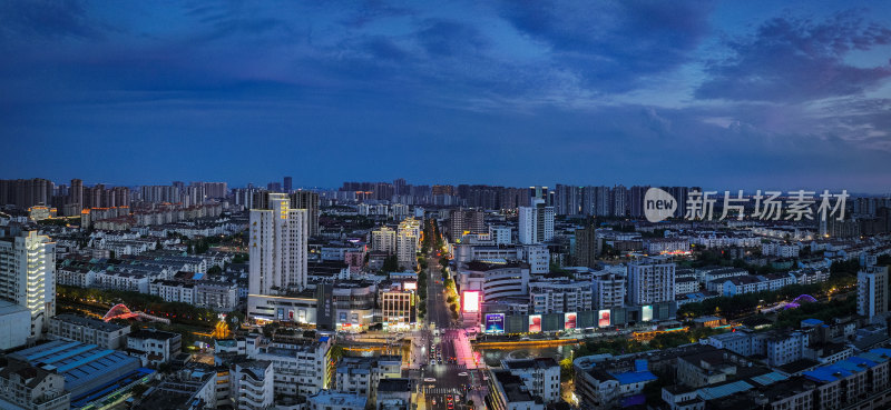 航拍昆山城市建筑风光夜景大景