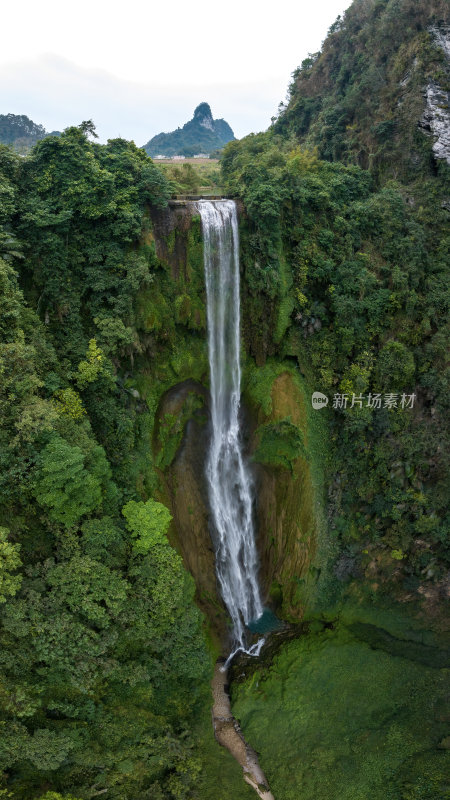 广西百色通灵大峡谷大落差瀑布高空航拍