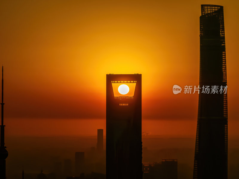 上海外滩陆家嘴城市建筑群城市天际线航拍