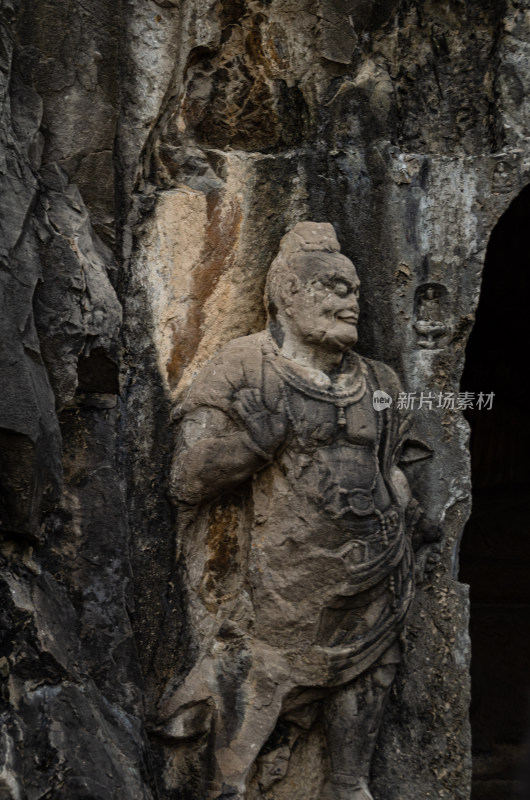 中国河南洛阳龙门石窟的金刚佛像