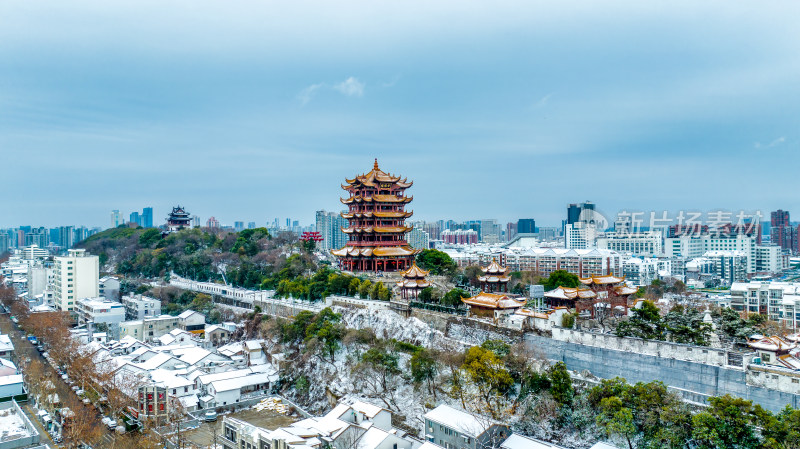 中国武汉城市名片地标建筑黄鹤楼及景区