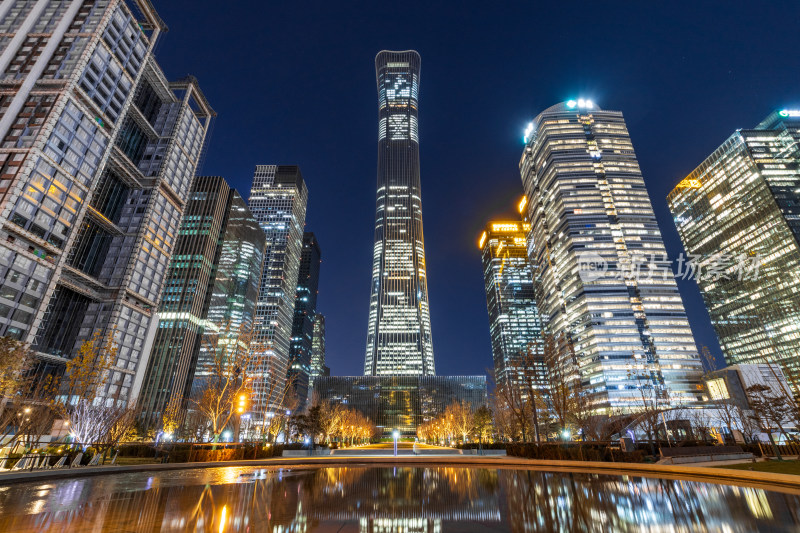 北京CBD城市建筑夜景