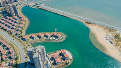 航拍福建莆田湄洲岛北岸