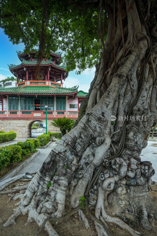 夏季白天广东揭阳著名景点进贤门城楼风光