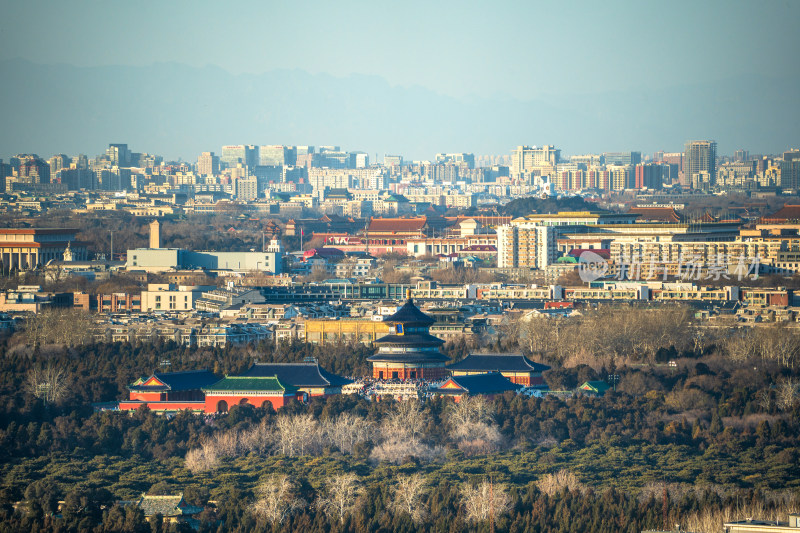 北京天坛及城市建筑全景俯瞰