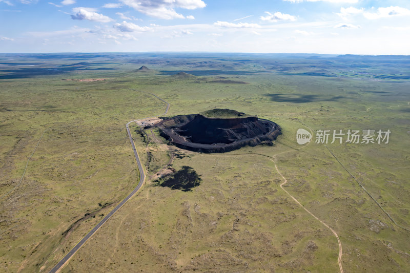 内蒙古乌兰布统乌兰哈达黑色火山群航拍