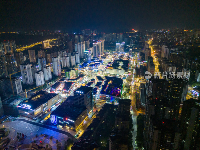 四川自贡华商国际城夜景航拍图