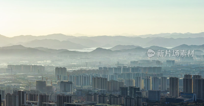 宁波市区航拍城市风光广告背景图城市宣传片