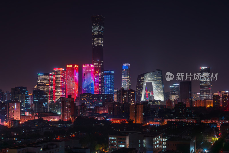 北京CBD璀璨夜景俯瞰