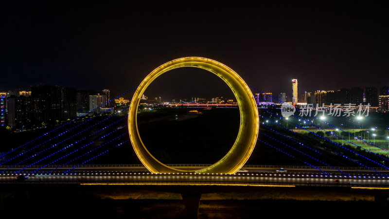 宝鸡城市夜景航拍图