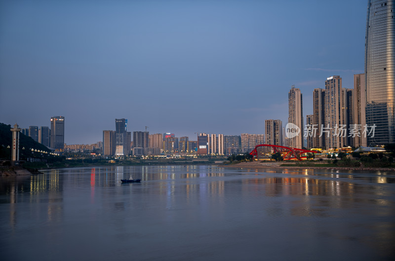 宜宾城市风景夜景江景