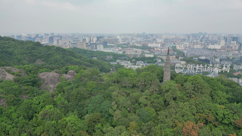 航拍浙江杭州西湖景区保俶塔