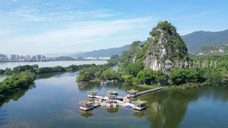 航拍广东肇庆七星岩景区