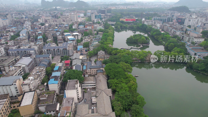 广西桂林两江四湖5A景区航拍