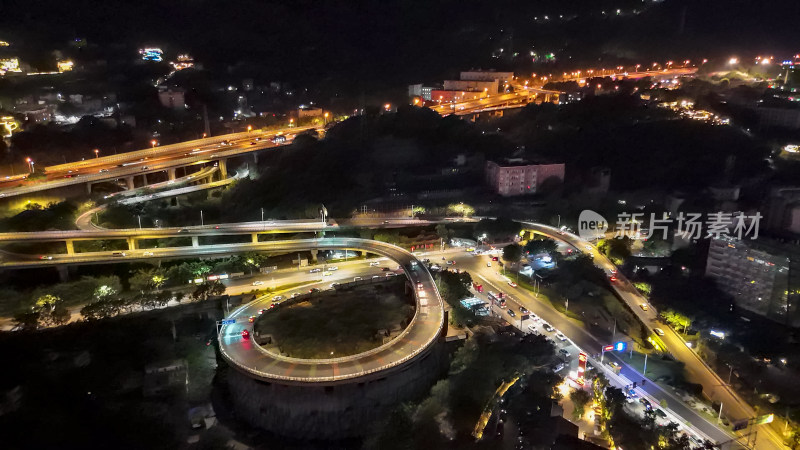 重庆内环快速路夜景交通航拍图