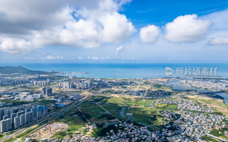 海南三亚崖州科技城高视角城市航拍4k全景