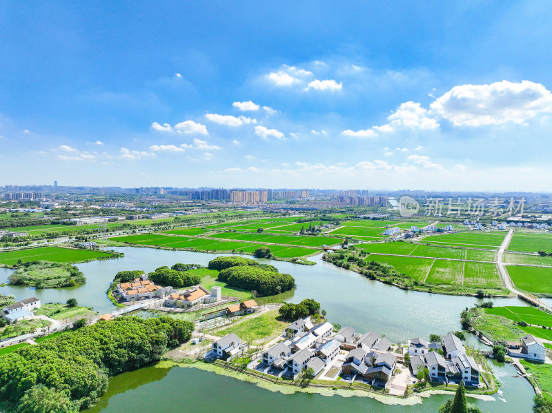 航拍江苏省苏州市田园乡村风光大景