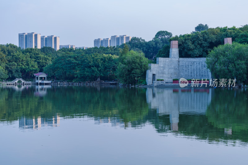 佛山千灯湖公园湖泊树林景观