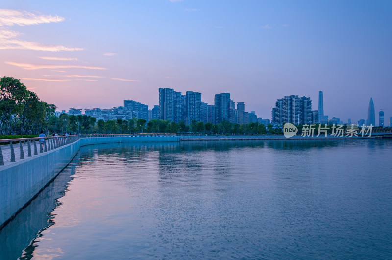 深圳湾公园海岸日落夕阳晚霞