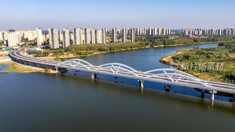 北京厂通路潮白河大桥航拍全景