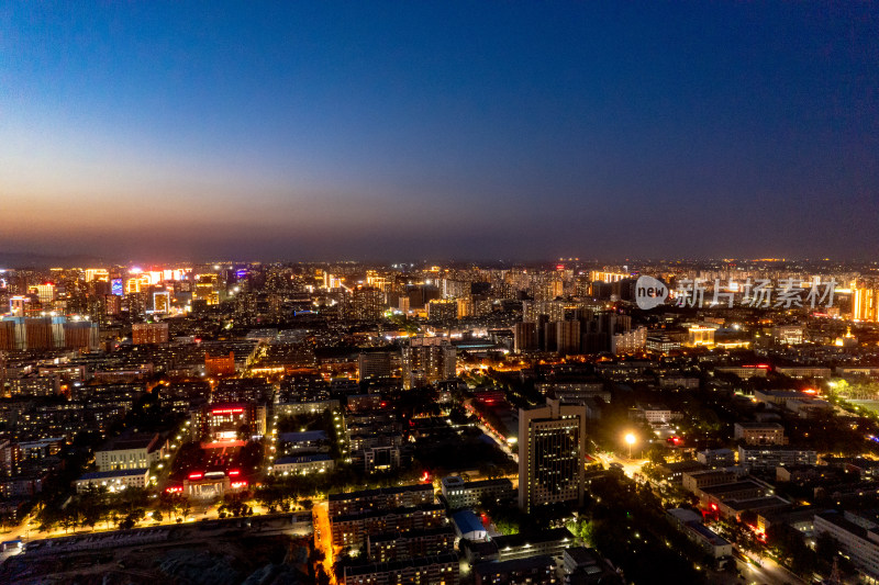 保定城市夜景灯光航拍图