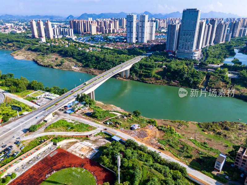 来宾城市绿化植物航拍图