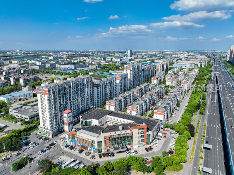 航拍昆山城市乡村建筑风光大景