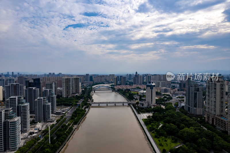 宁波鼓楼地标建筑航拍图