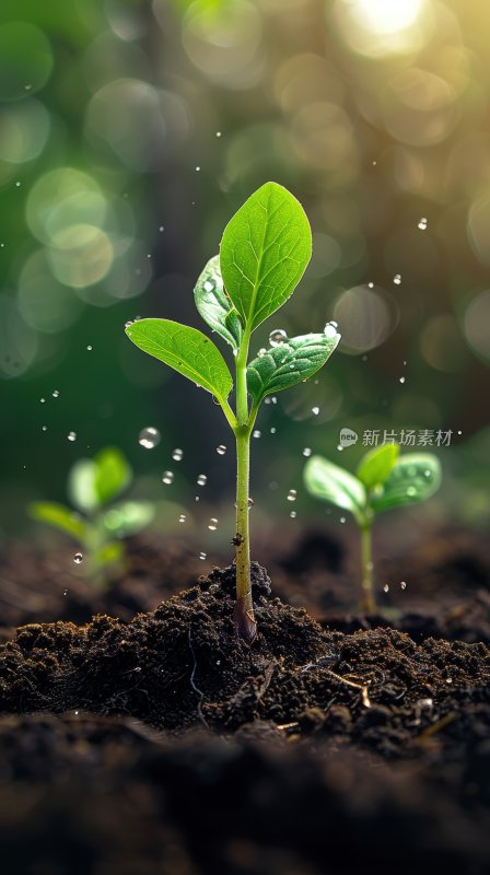 晨曦植物嫩芽绿色幼苗生态自然背景