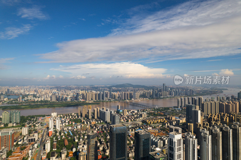 长沙湘江城市风光全景