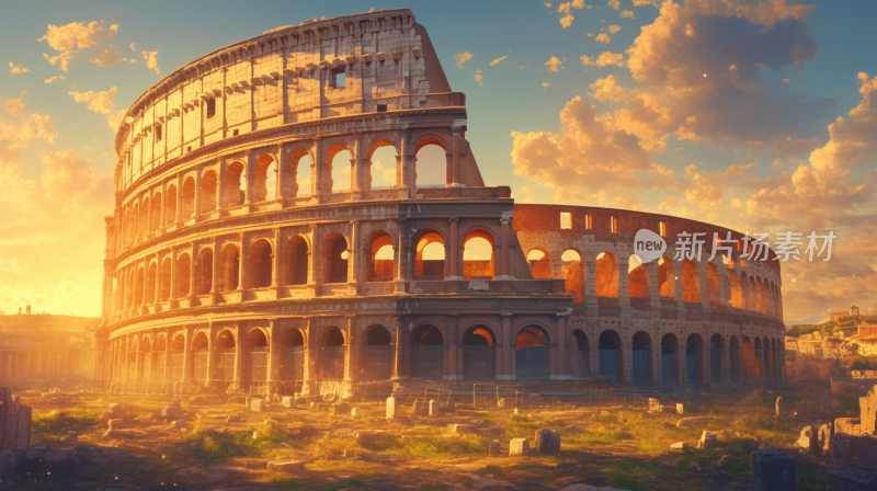 罗马斗兽场黄昏全景