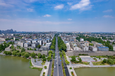 湖北襄阳城市风光旅游景区地标建筑航拍图