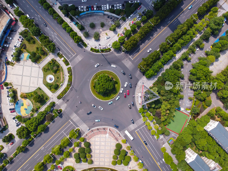 航拍湖南衡阳西二环十字路口