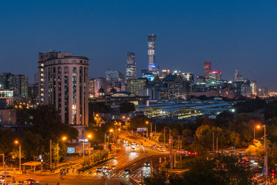 北京国贸商圈的绚烂夜色