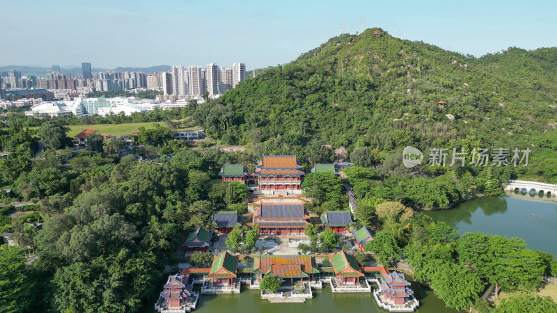 航拍广东珠海圆明新园