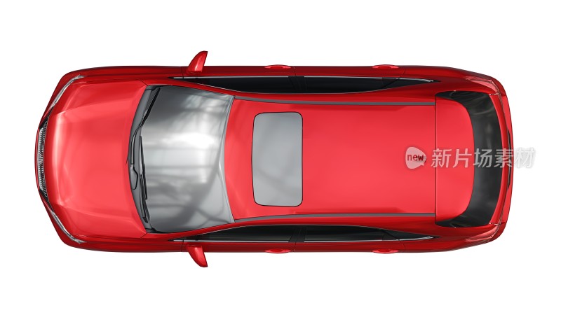 红色轿车俯视图