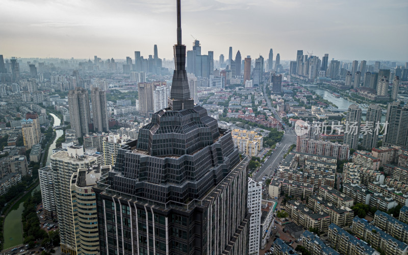 天津市区海河风景天际线航拍