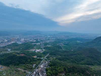 航拍浙江省台州市天台县城市风光