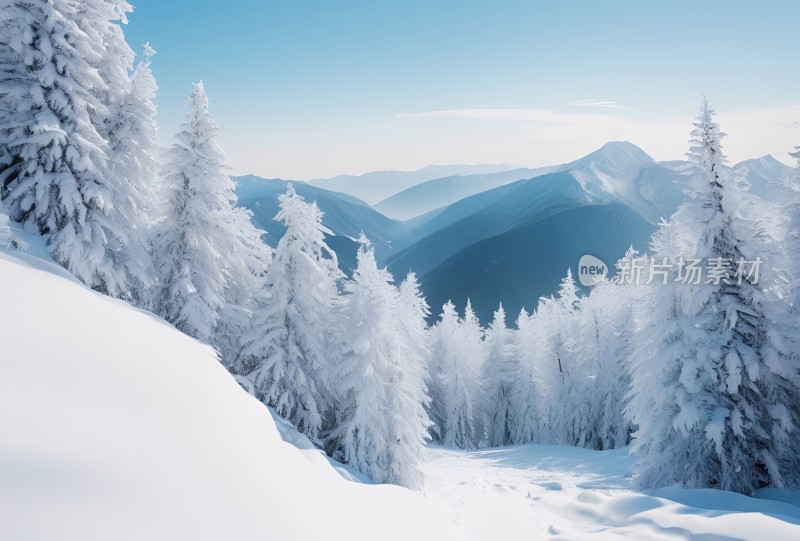 冬季森林白雪覆盖风景