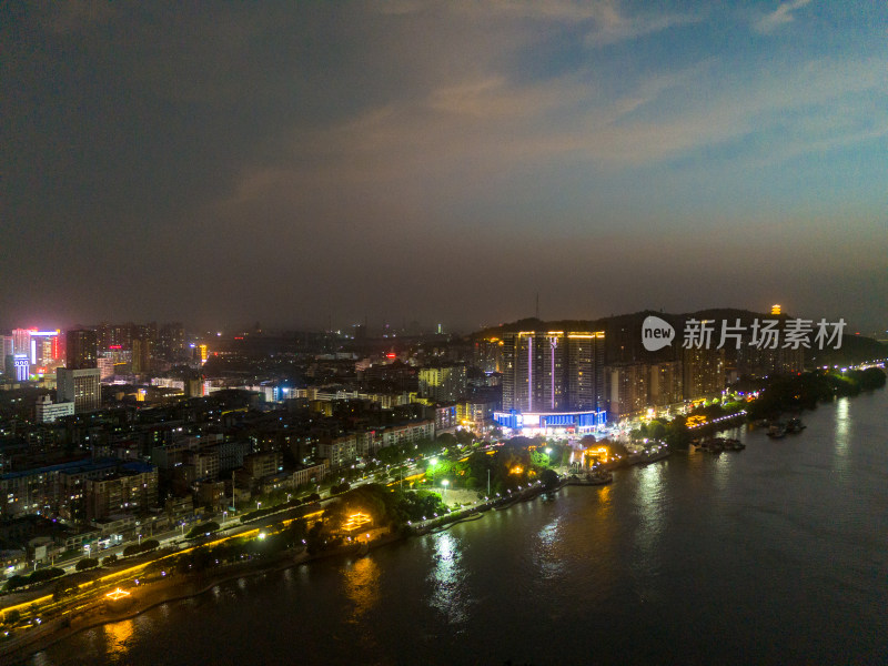 鄂州长江夜景航拍图