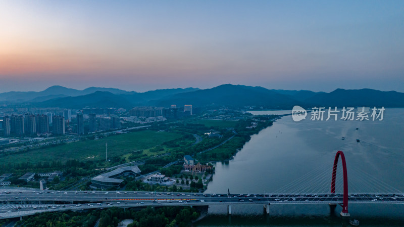 杭州之江大桥日落美景